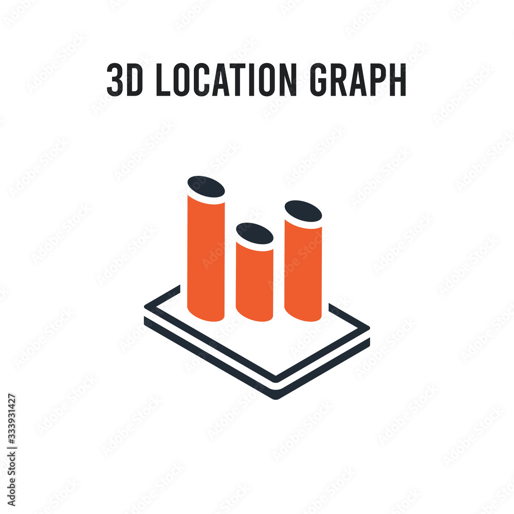 Poster 3d location graph vector icon on white background. red and black colored 3d location graph icon. sim