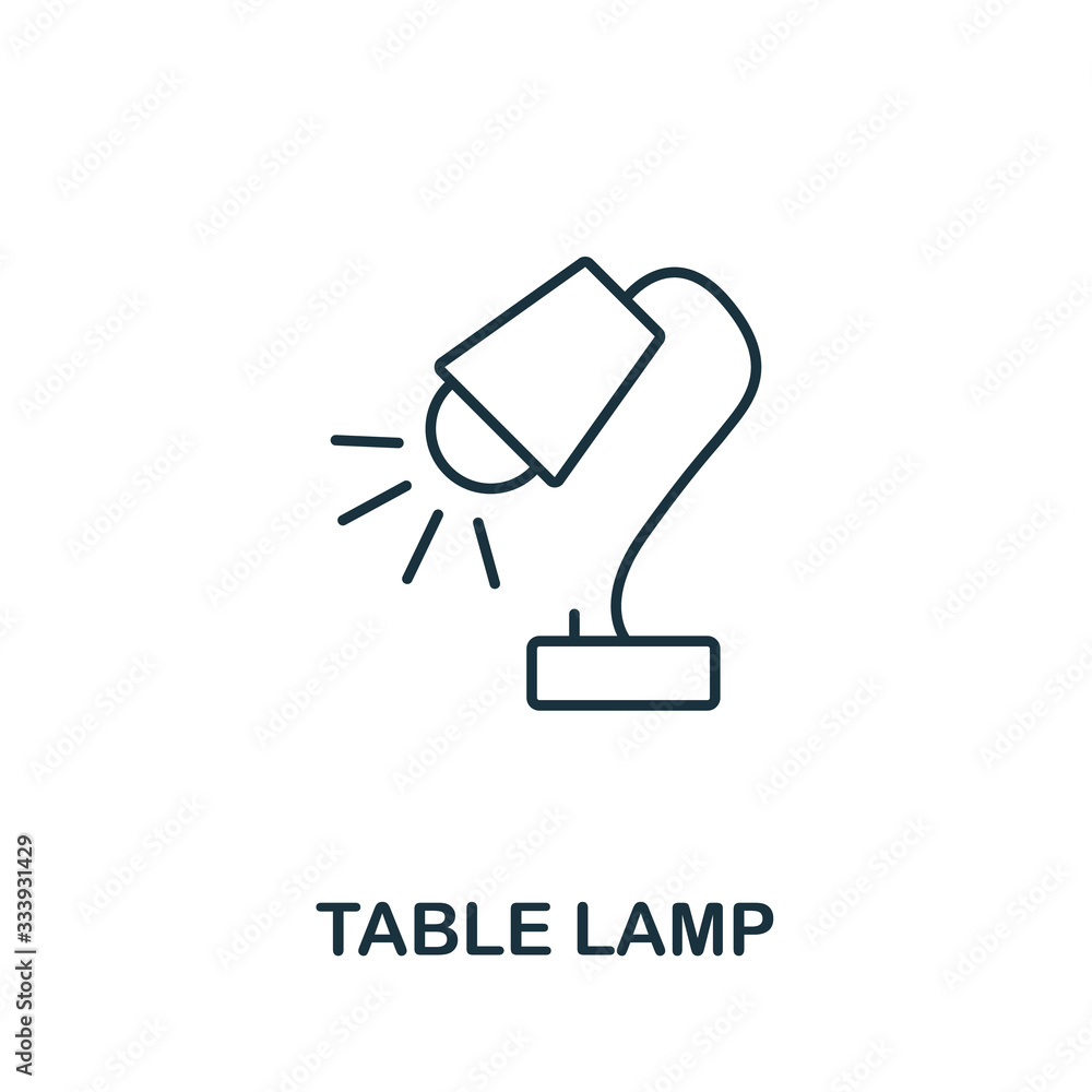 Poster table lamp icon from office tools collection. simple line table lamp icon for templates, web design 