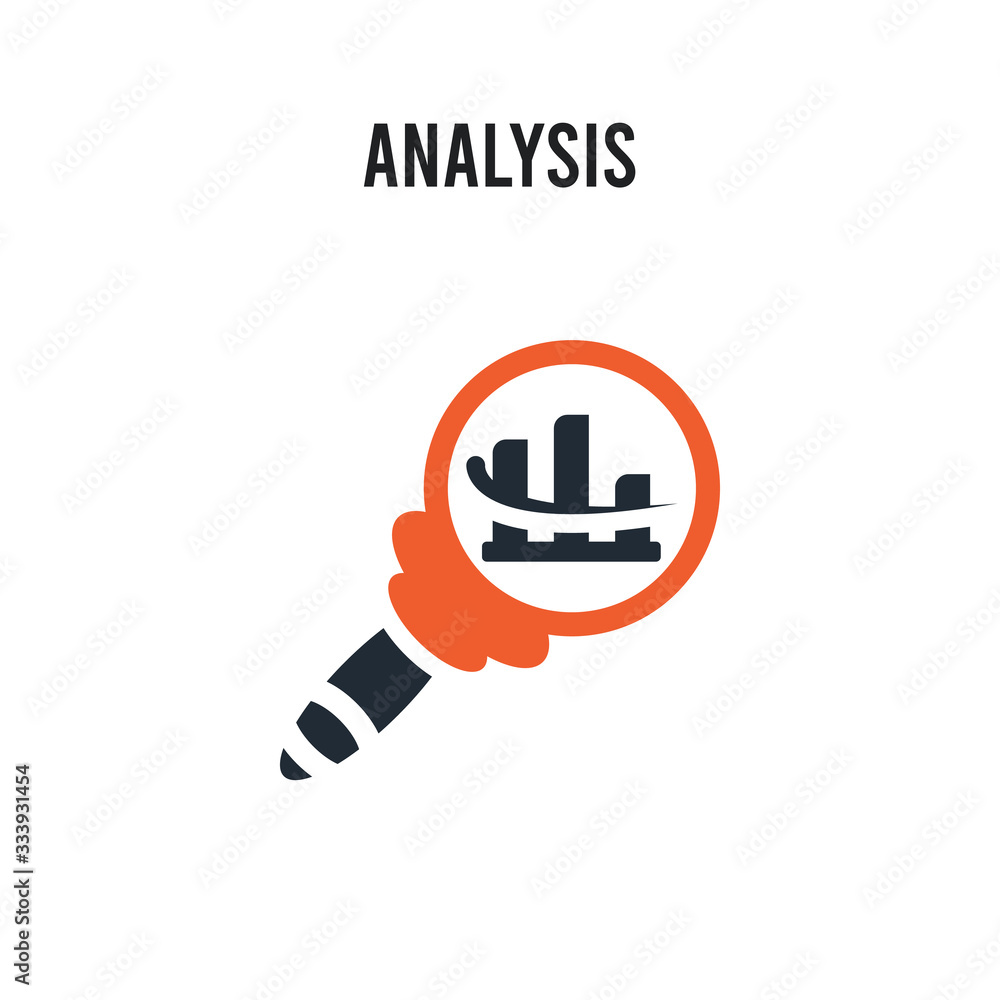 Poster analysis vector icon on white background. red and black colored analysis icon. simple element illust