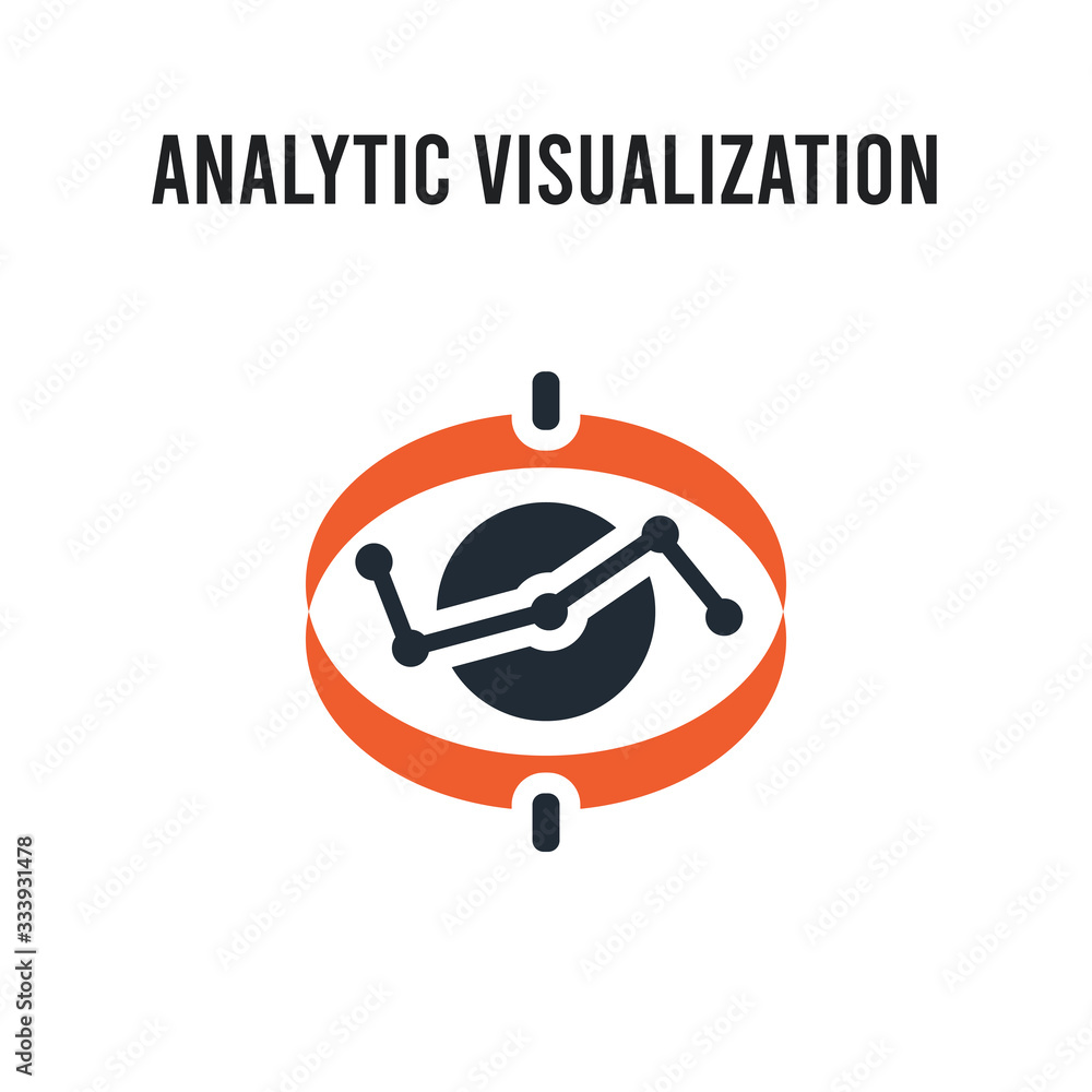 Poster analytic visualization vector icon on white background. red and black colored analytic visualization