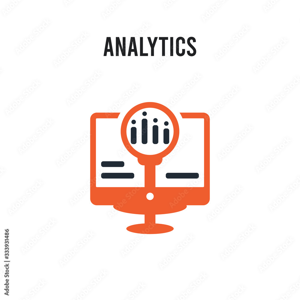 Aufkleber analytics vector icon on white background. red and black colored analytics icon. simple element illu