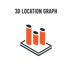 3D Location Graph vector icon on white background. Red and black colored 3D Location Graph icon. Simple element illustration sign symbol EPS