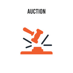 Auction vector icon on white background. Red and black colored Auction icon. Simple element illustration sign symbol EPS