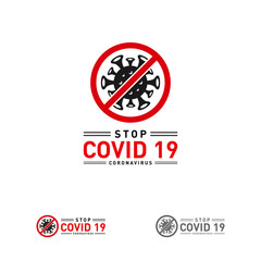 Coronavirus concept inscription typography design logo. World Health organization WHO introduced new official name for Coronavirus disease named COVID-19, dangerous virus vector illustration