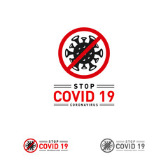 Coronavirus concept inscription typography design logo. World Health organization WHO introduced new official name for Coronavirus disease named COVID-19, dangerous virus vector illustration