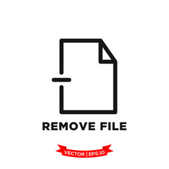 remove file icon in trendy flat style, file icon, document vector icon