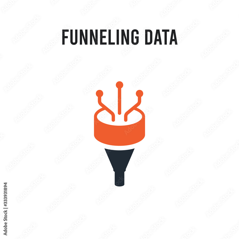 Poster funneling data vector icon on white background. red and black colored funneling data icon. simple el