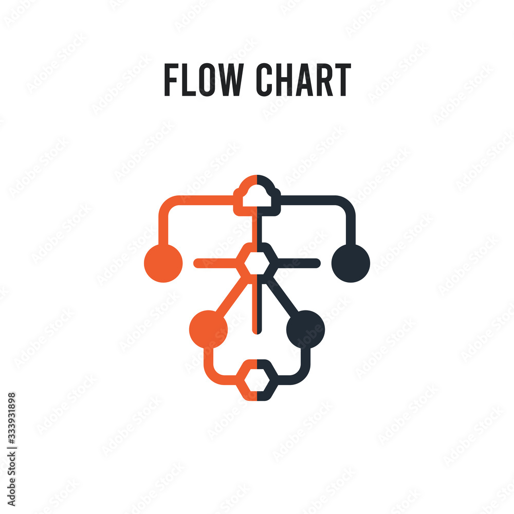 Poster flow chart vector icon on white background. red and black colored flow chart icon. simple element il