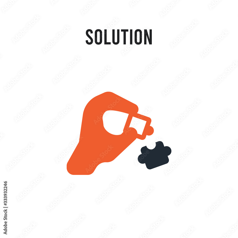 Poster solution vector icon on white background. red and black colored solution icon. simple element illust