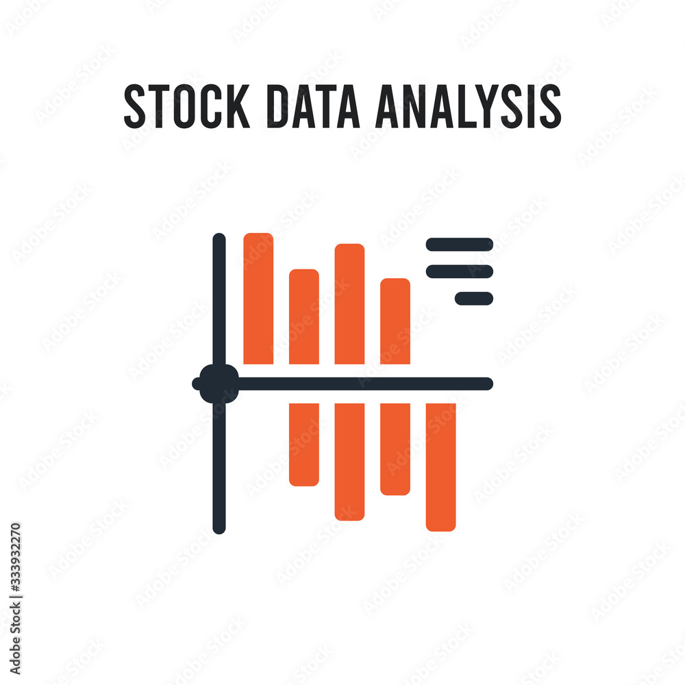 Poster stock data analysis vector icon on white background. red and black colored stock data analysis icon.