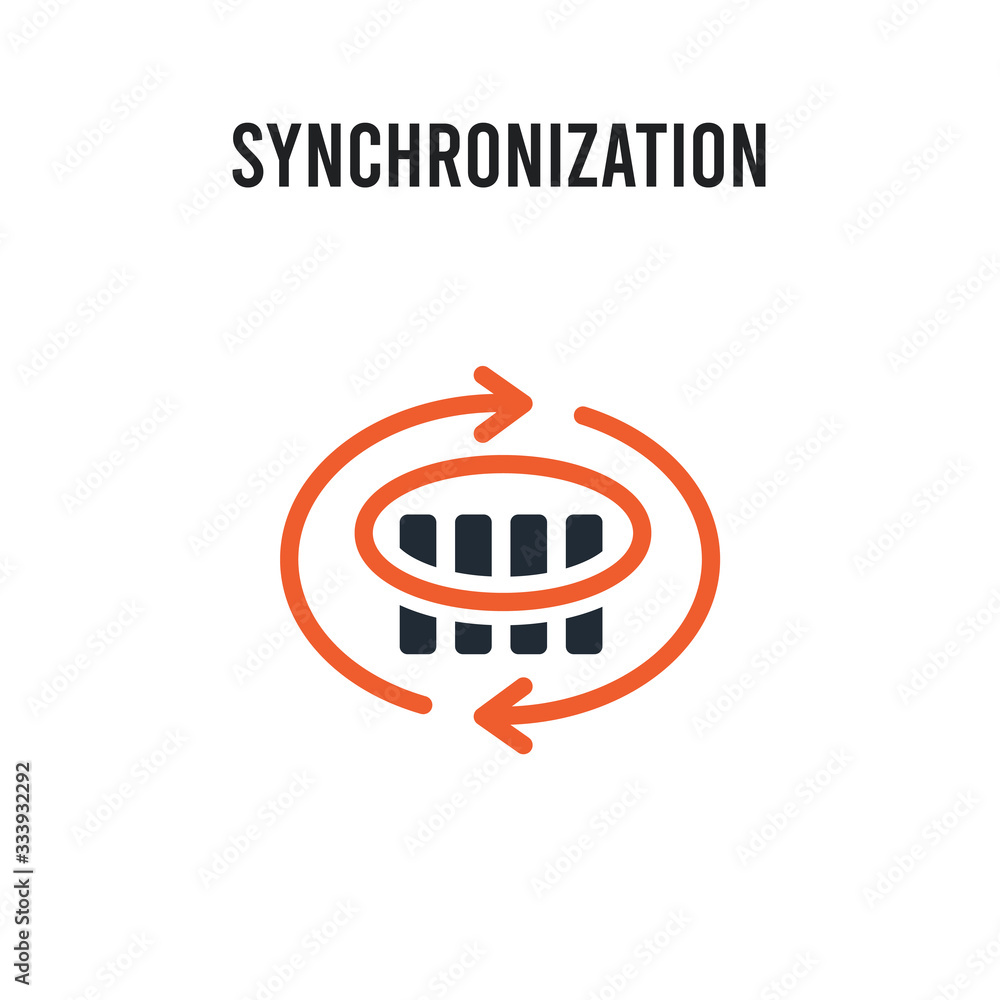 Poster synchronization vector icon on white background. red and black colored synchronization icon. simple 