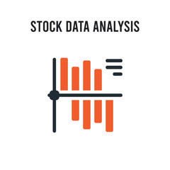 Stock data analysis vector icon on white background. Red and black colored Stock data analysis icon. Simple element illustration sign symbol EPS