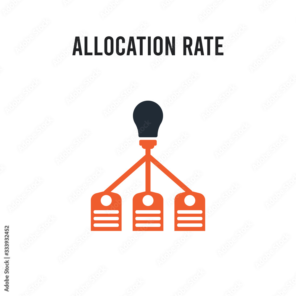 Poster allocation rate vector icon on white background. red and black colored allocation rate icon. simple 