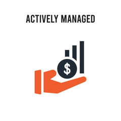 Actively managed funds vector icon on white background. Red and black colored Actively managed funds icon. Simple element illustration sign symbol EPS