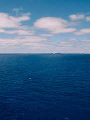 Obraz premium Bimini, Bahamas - March 28, 2020: cruise ships on quarantine COVID-19 at the ocean at sunny weather