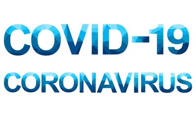 Vector polygon letters with the danger message COVID 19. Coronavirus concept inscription typography design. Low poly illustration of flat design.