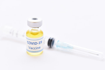 Vial of COVID-19 virus vaccine for injection