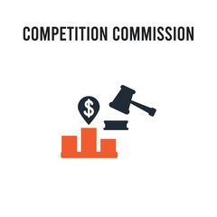 Competition Commission vector icon on white background. Red and black colored Competition Commission icon. Simple element illustration sign symbol EPS