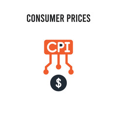 Consumer Prices Index (CPI) vector icon on white background. Red and black colored Consumer Prices Index (CPI) icon. Simple element illustration sign symbol EPS