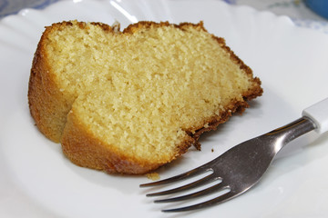 Slice of homemade vanilla cake