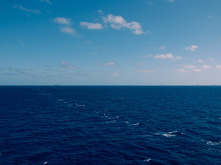 Obraz premium Bimini, Bahamas - March 28, 2020: cruise ships on quarantine COVID-19 at the ocean at sunny weather