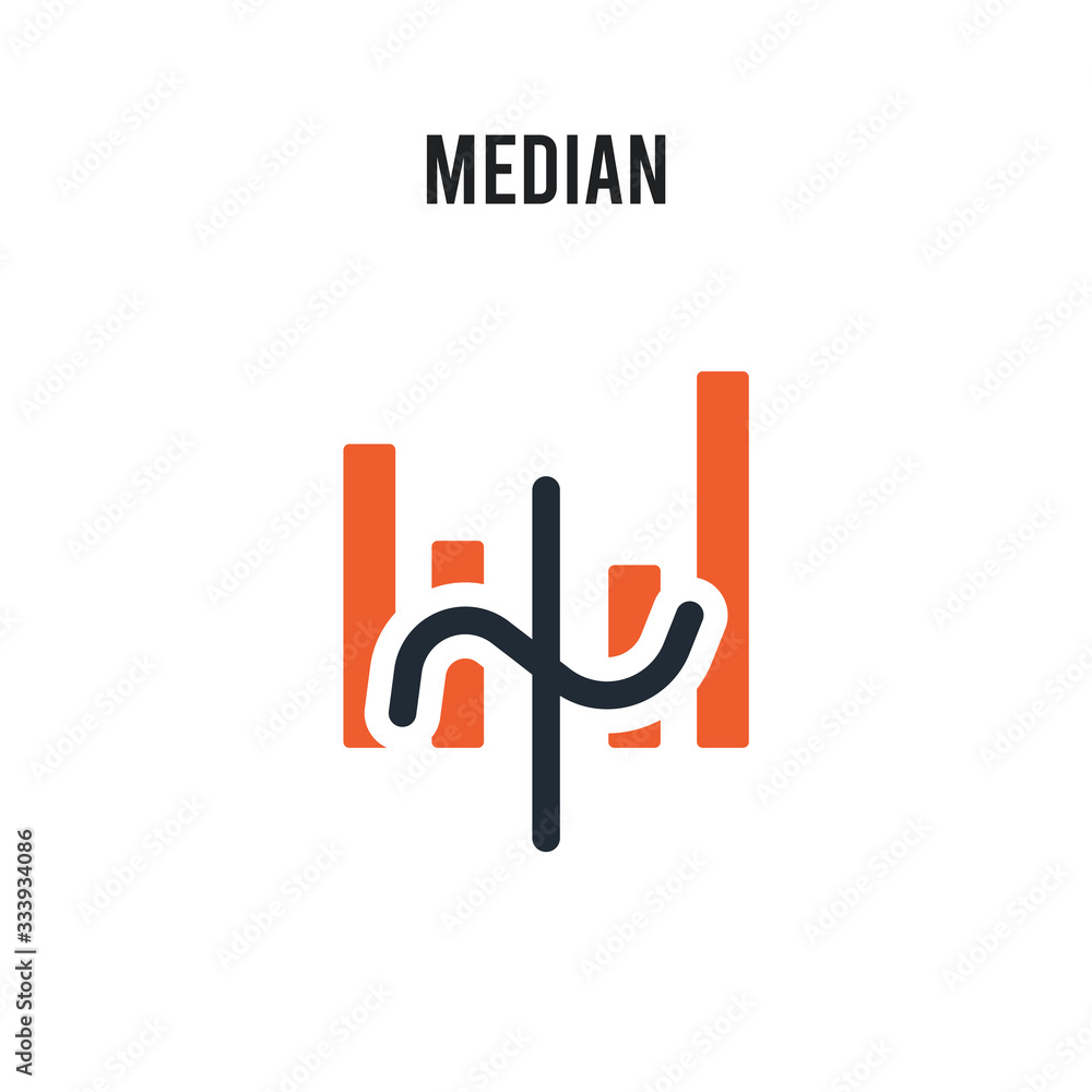 Poster median vector icon on white background. red and black colored median icon. simple element illustrati