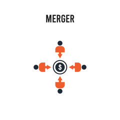 Merger vector icon on white background. Red and black colored Merger icon. Simple element illustration sign symbol EPS