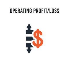 Obraz premium Operating profit/loss vector icon on white background. Red and black colored Operating profit/loss icon. Simple element illustration sign symbol EPS