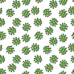 Virus pattern. Doodle illustration of viruses on a white background. Vector 8 EPS.