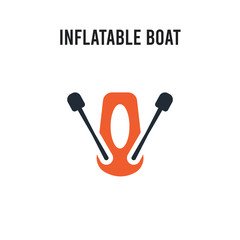 Inflatable boat vector icon on white background. Red and black colored Inflatable boat icon. Simple element illustration sign symbol EPS