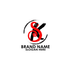 logo letter custome sk brush vector	