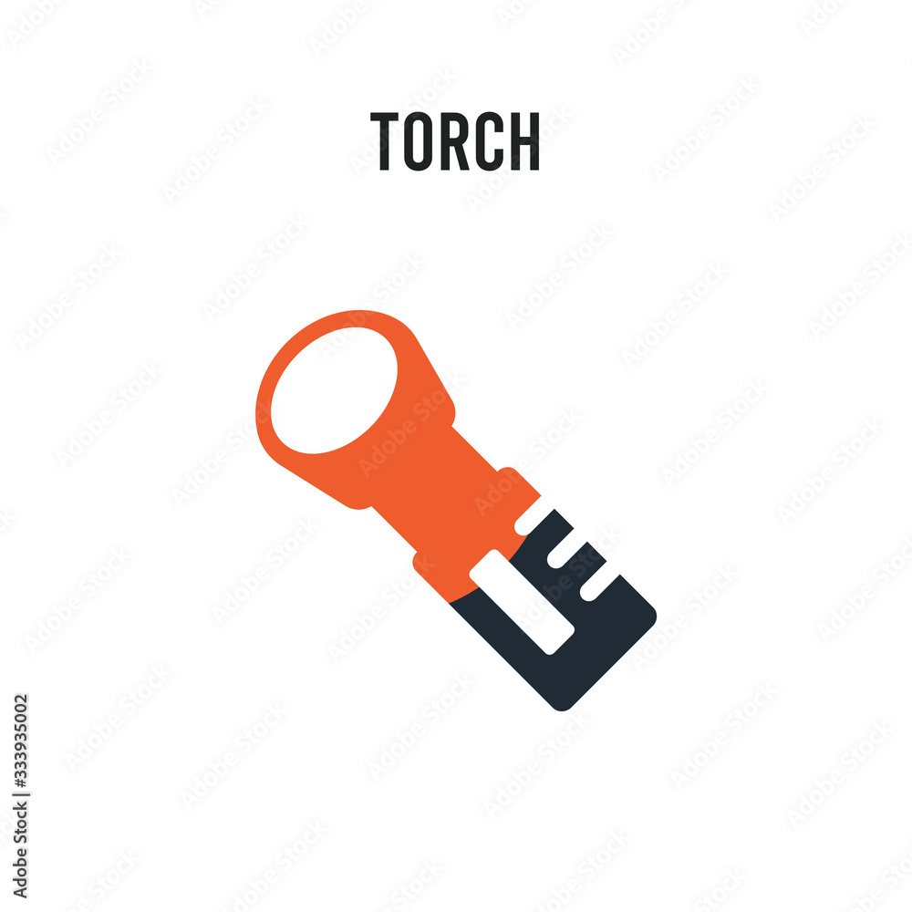 Poster torch vector icon on white background. red and black colored torch icon. simple element illustration