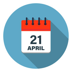 Calendar leaf icon showing days of April on blue background