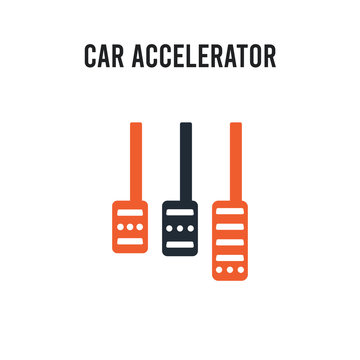 car accelerator vector icon on white background. Red and black colored car accelerator icon. Simple element illustration sign symbol EPS