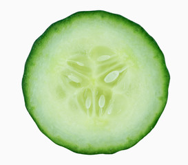 Cucumber slice  isolated on a white background.