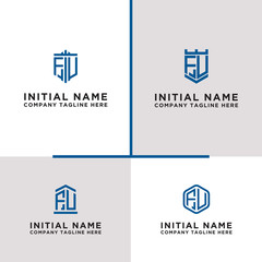 Inspiring logo design Set, for companies from the initial letters of the FU logo icon. -Vectors