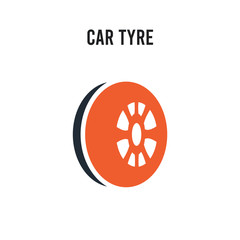 car tyre vector icon on white background. Red and black colored car tyre icon. Simple element illustration sign symbol EPS