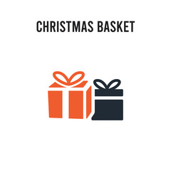 christmas Basket vector icon on white background. Red and black colored christmas Basket icon. Simple element illustration sign symbol EPS