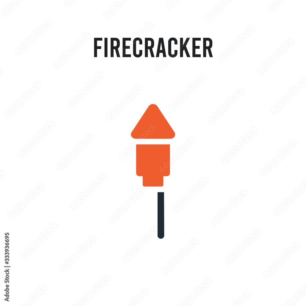 Poster firecracker vector icon on white background. red and black colored firecracker icon. simple element 