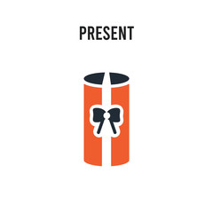 Present vector icon on white background. Red and black colored Present icon. Simple element illustration sign symbol EPS