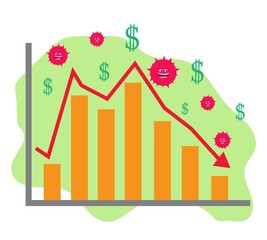 Illustration vector design of corona virus making down economy