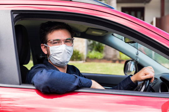 Young Driver With Face Mask