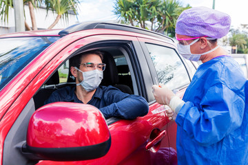 Doctor taking a nasal swab test