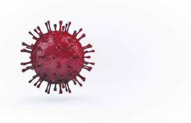 Microscope virus close up on white isolated background with copy space. China pathogen respiratory Corona Virus 2020. covid-19. 3d render.