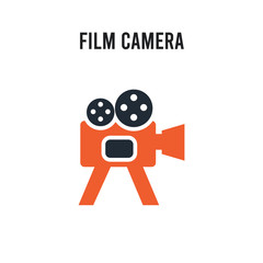 film camera vector icon on white background. Red and black colored film camera icon. Simple element illustration sign symbol EPS