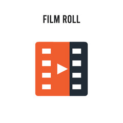 Obraz premium Film roll vector icon on white background. Red and black colored Film roll icon. Simple element illustration sign symbol EPS