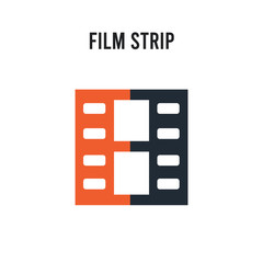Film strip vector icon on white background. Red and black colored Film strip icon. Simple element illustration sign symbol EPS