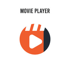 Movie player vector icon on white background. Red and black colored Movie player icon. Simple element illustration sign symbol EPS