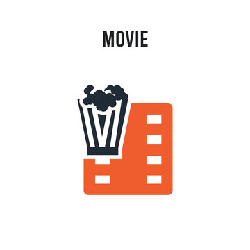 Movie vector icon on white background. Red and black colored Movie icon. Simple element illustration sign symbol EPS