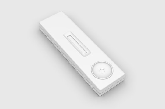 Blank rapid home self test kit packaging for branding, 3d render illustration.